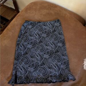 Women's Midi Skirt with Black & Gray Swirl Print